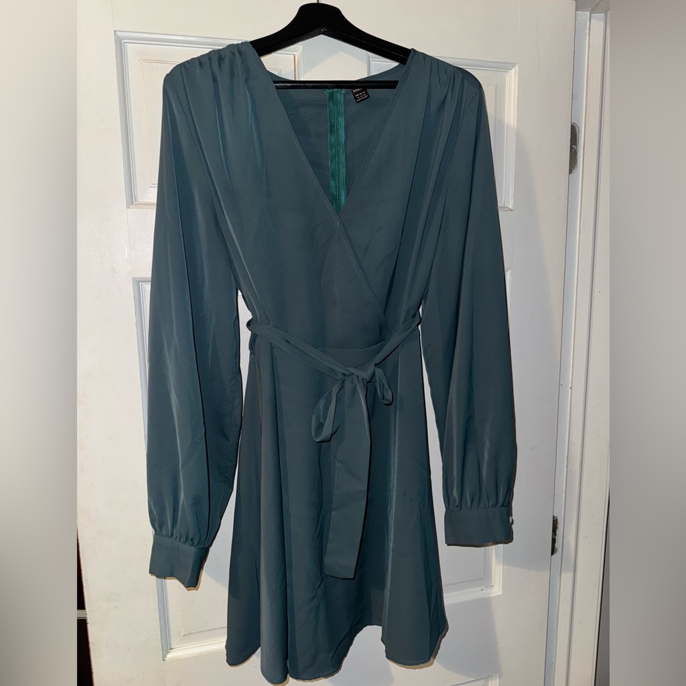 SHEIN Teal Wrap Dress
